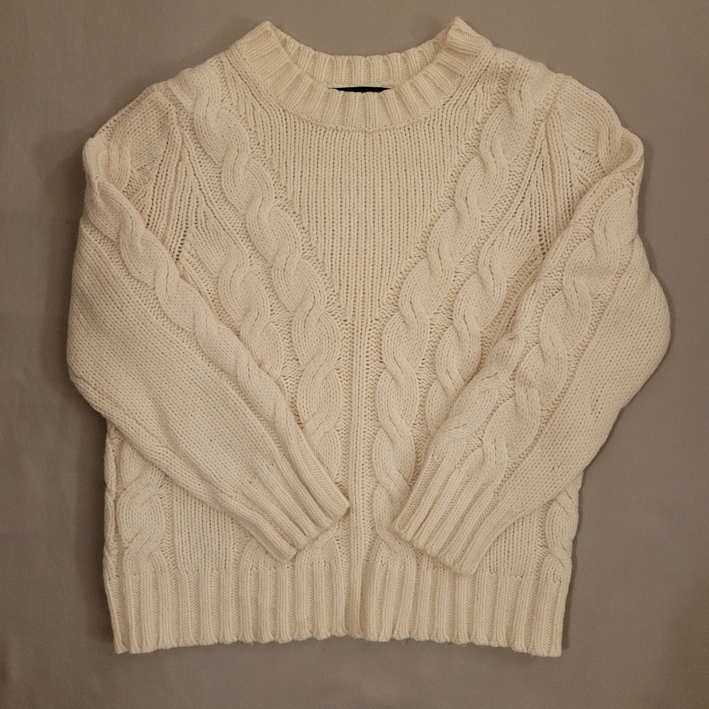 Ann Taylor Small White Merino Wool Sweater